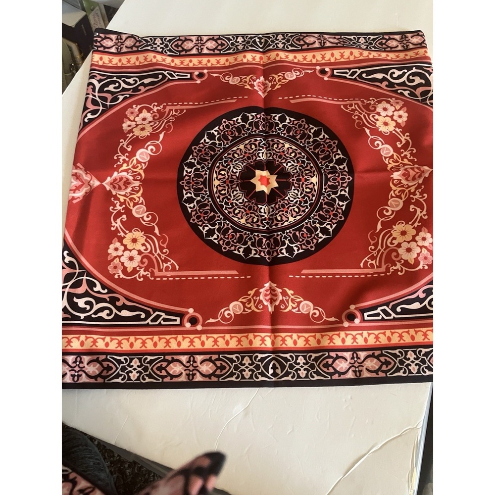 18" Square Traditional Mandala Block Printed Cushion/Pillow Cover Red Black C457